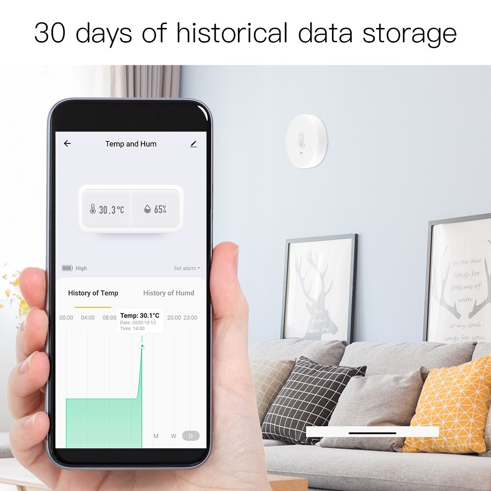 Tuya smart zigbee älykäs lämpötila- ja kosteusanturi akkukäyttöinen suojaus tuya smart life -sovelluksella alexa google home