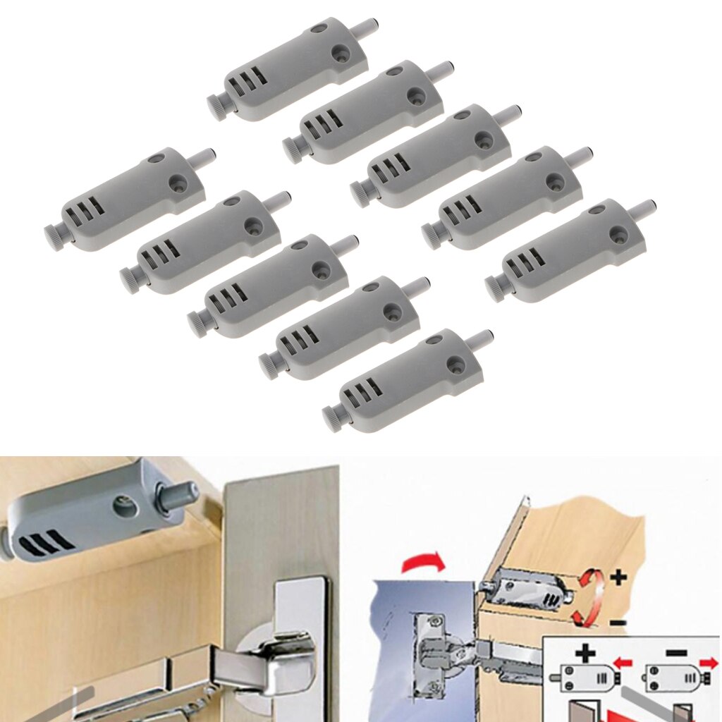 10Pcs/Set Cabinet Latch Door Drawer Push Open Damper Buffer With Screws - Gray