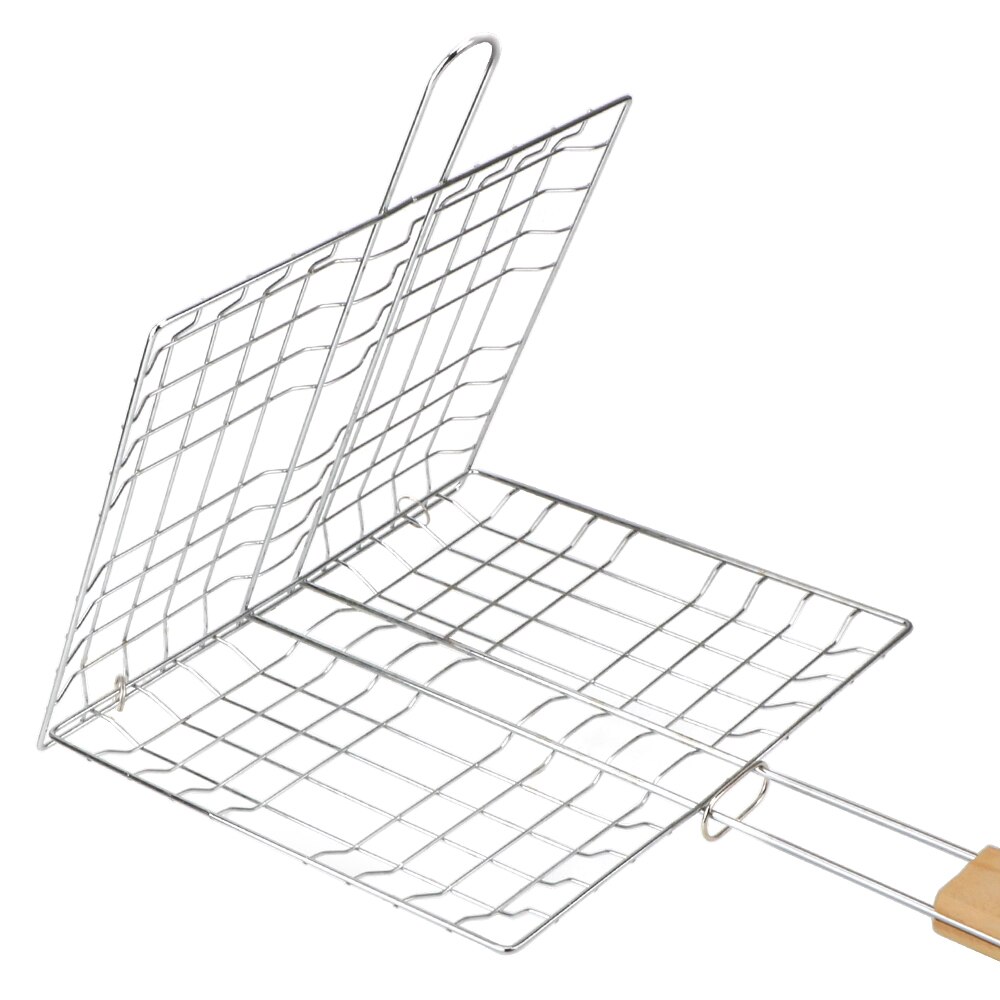 Parrilla reutilizable de malla para asar carne, soporte de Clip de pescado, cesta de acero inoxidable, estera plegable para parrilla de barbacoa