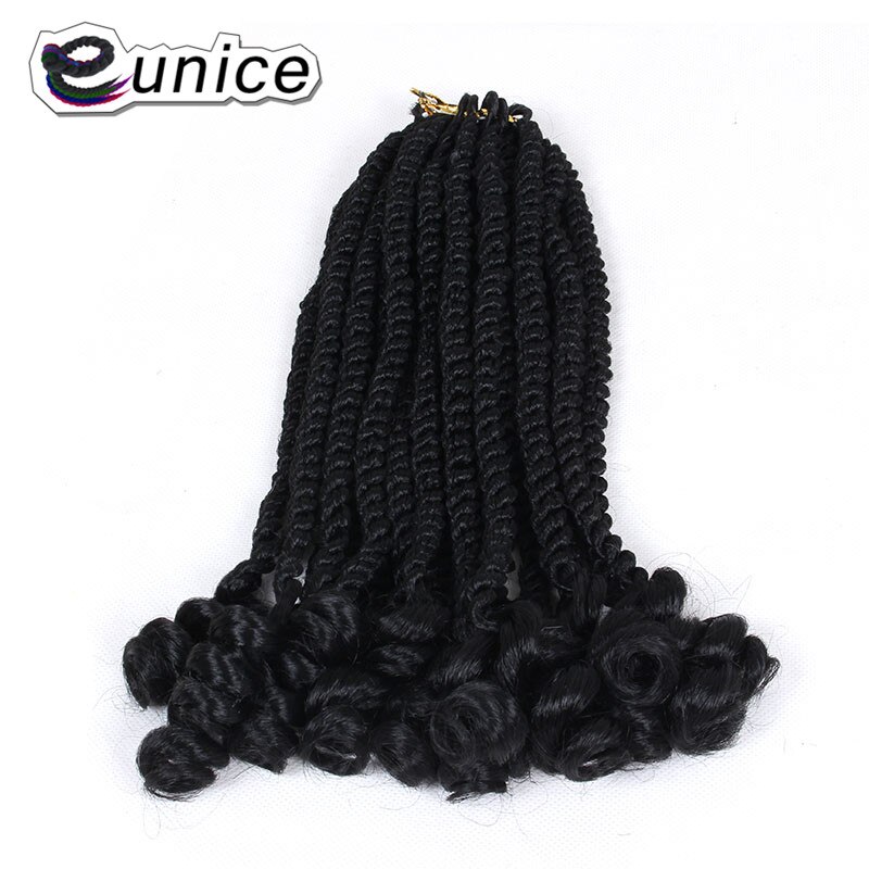 Eunice Haar Für Flechten Syntheic Haar 20 stränge/Pack 12 zoll Havanna Twist Nahen Größe Ombre Lila Häkeln Briads: #1B / 1 Teile/los