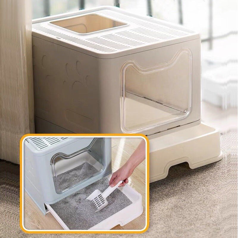 Caja de arena grande para gatos, arenero cerrado, bandeja de arena de plástico, antisplas, productos para mascotas, Alfombra de cama