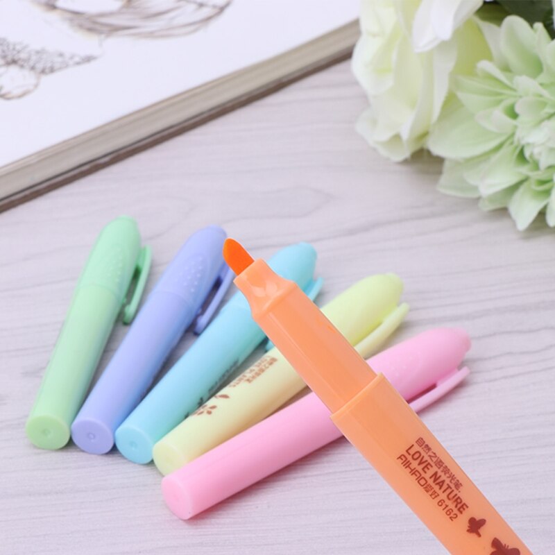 6 colores/caja Mini colores bonitos Resaltadores de Color caramelo marcadores promocionales papelería suministros de oficina escuela