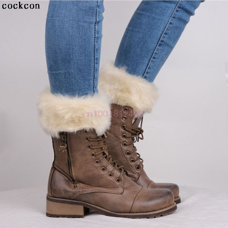 Jambières en fausse fourrure pour femme, tricot, Crochet, garniture de jambe, botte, chaussettes, poignets