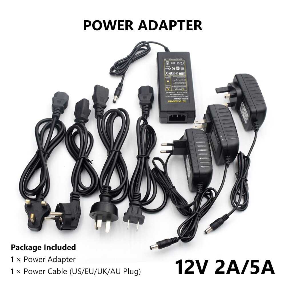 Voeding Dc 12 V 5A Voeding Adapter Dc 12 V Volt Voeding Adapter Verlichting Voor Led Strip lichten Cctv Eu Vs Uk Plug