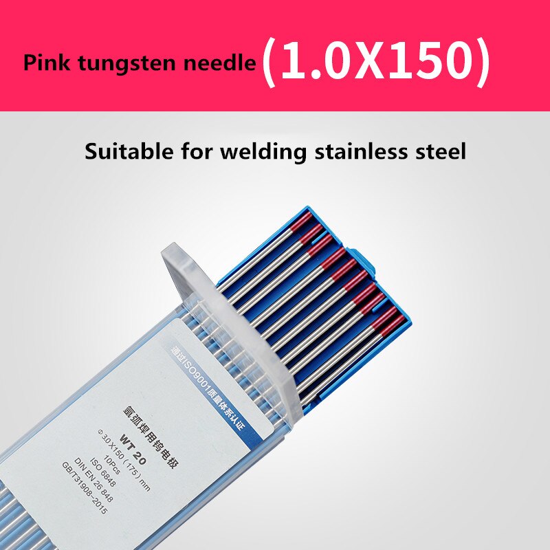 Electrodos de tungsteno puro, 10 piezas para soldadura AC Tig, WP, punta roja 1,0/1,6/2,0/2,4mm: 1.0x150mm