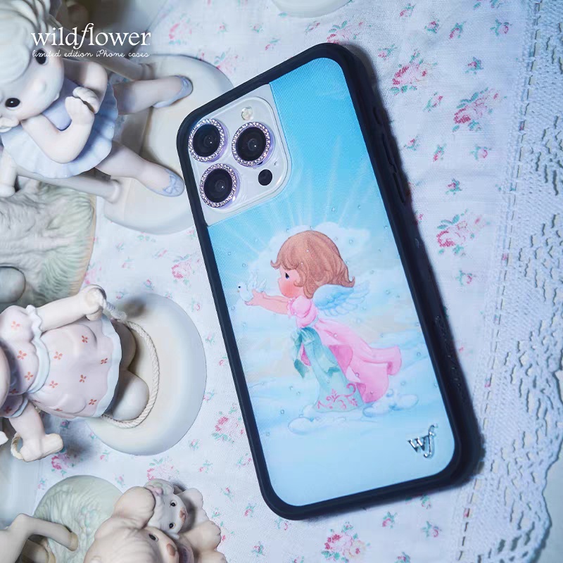 Coque de téléphone à fleurs sauvages, Moments précieux, pour iPhone 12 13 14 15 16 Pro Max Plus 16pro 15pro WF Angel Love Cherub