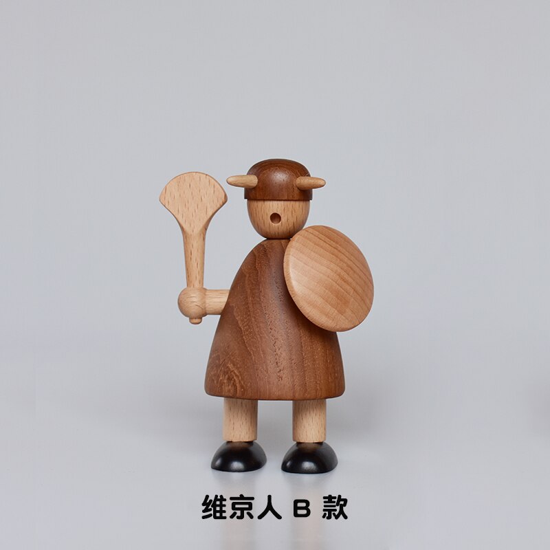 Wikinger soldat Holz Dekorative figuren Spielzeug Hause dekoration zubehör für wohnzimmer/nordisch Dekor auf sterben Regal/Innen: B 12cm