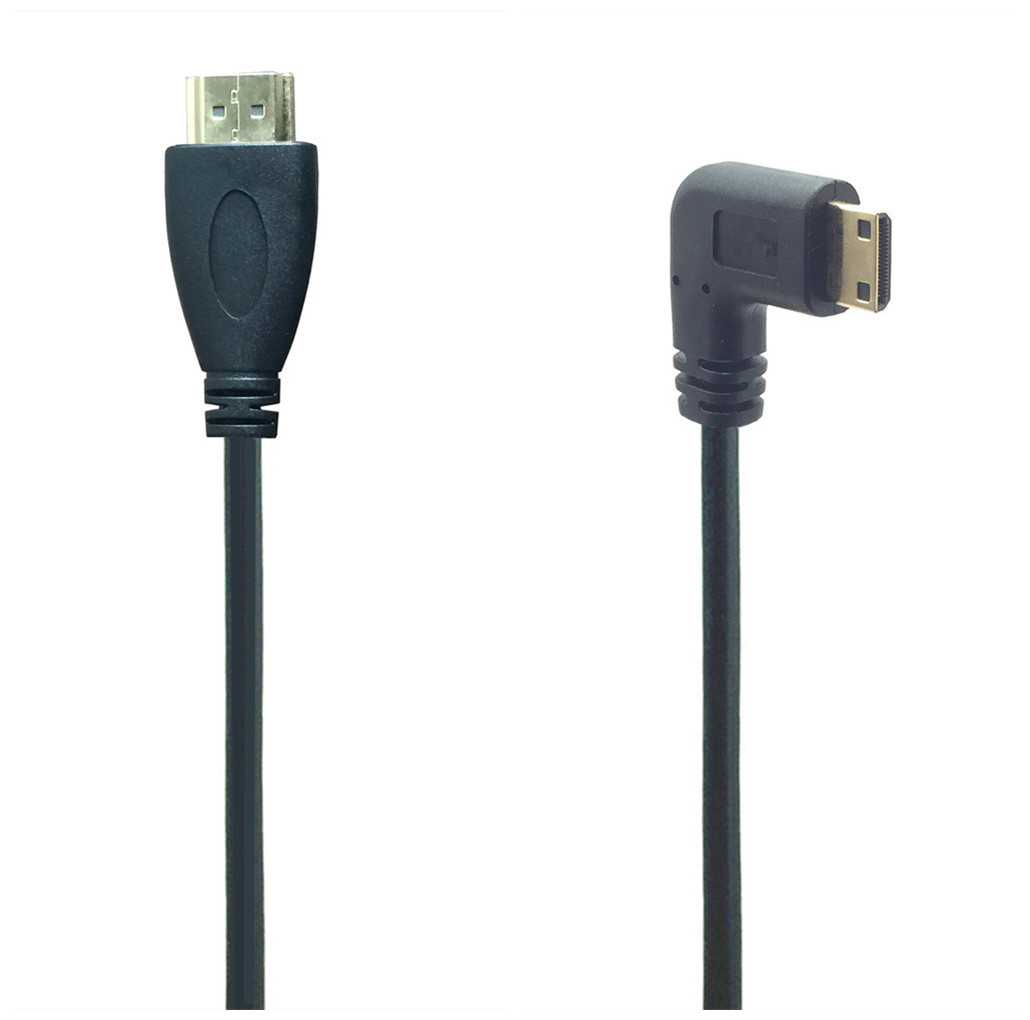 Cable Mini HDMI-compatible 1080p 3D Adapter Gold Plated Plug HDTV C Right Angled for camera monitor projector notebook TV 0.5M: black