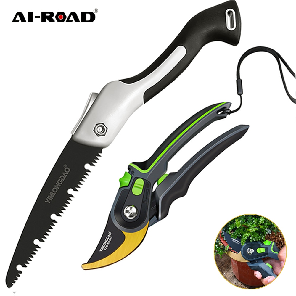 AI-ROAD Home Garden Pruning Shear Set Plant Trim Scissors Cutting 35MM Branches Fruit Trees Flowers Sharp Pruner Hand Tool