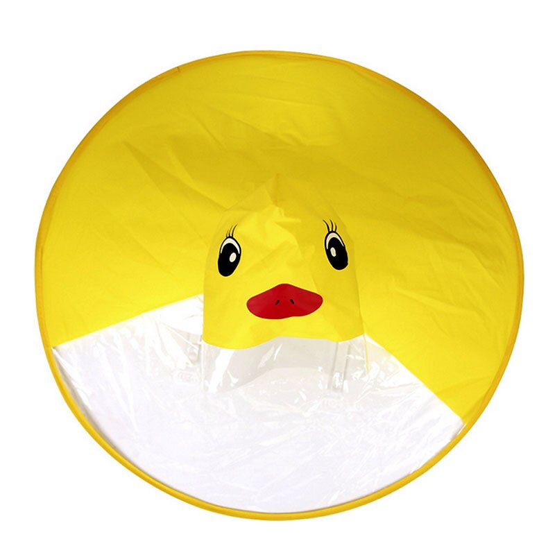 Cute Children's Raincoat Yellow Duck Rain Jacket Coat Kids Student Outdoor UFO Transparent Waterproof Cloak Children Umbrella: yellow / L for 15-18years old