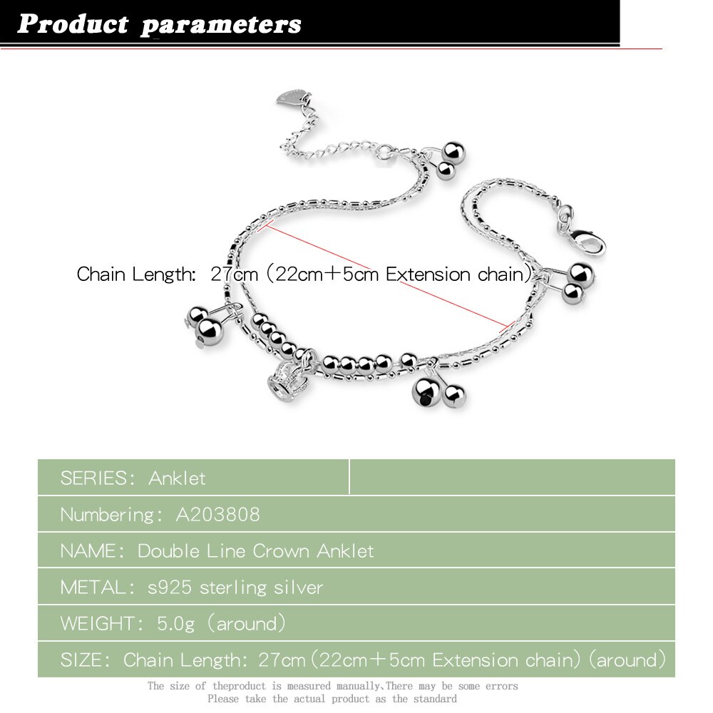 Doppelreihiges perlenketten-fußkettchen für damen, sommer-barfußsandalen, 925 silberne armbänder, boho-strand-fußschmuck