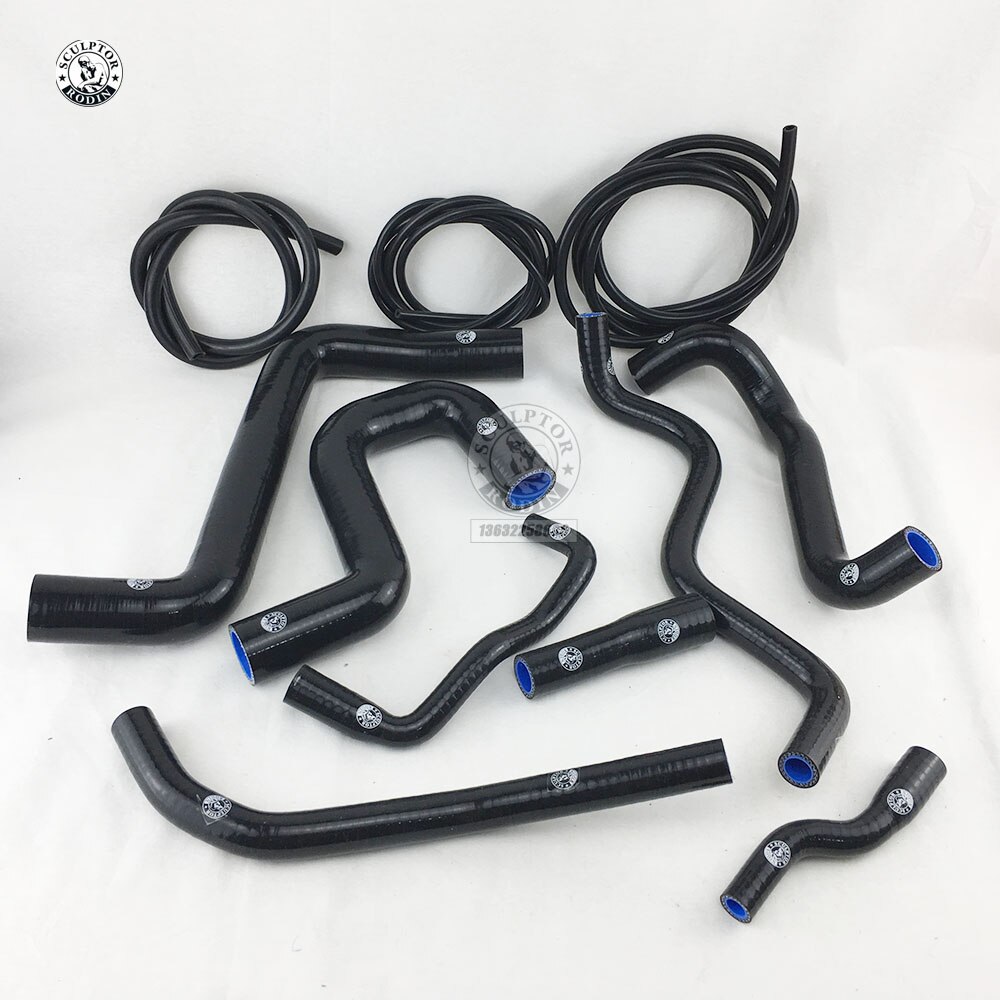 Manguera de aspiración de silicona y manguera de vacío para VW Golf, juego de 12 piezas de manguitos, colores rojo, azul y negro, para reemplazo en VW Golf GT I MK2 1.8 8V PB, 1987-1991: K8-103-104 BLACK