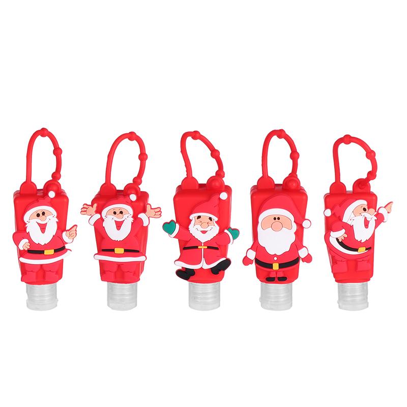 Tegneserie silikone 30ml mini hånd sanitizer tom flaske bærbare rejse flasker børn sæbedispenser hånd gel holder til børn: Rød 5 stk