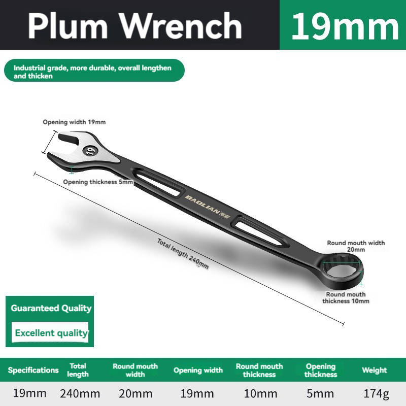 Durable Ratchet Wrench 8-32mm Plum Blossoms Open Combination Wrench Two-Way Double Fast Ratchet Wrench Auto Repair Tools: Sky Blue
