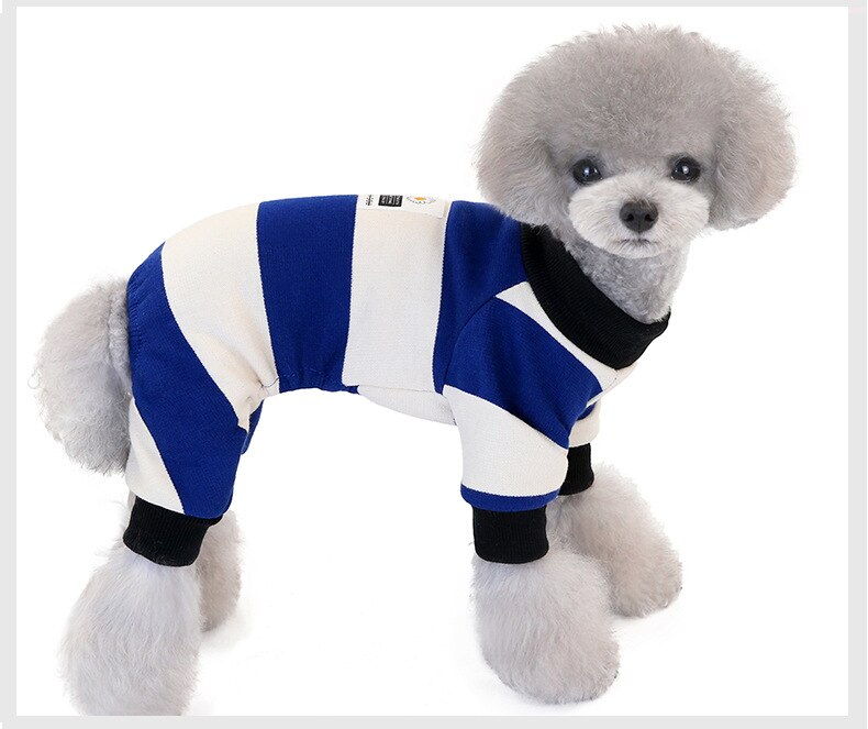 Alt til hunde fire ben hundetøj til efterår og vinter stribet jumpsuit kæledyrstøj hund pyjamas tøj til lille hund