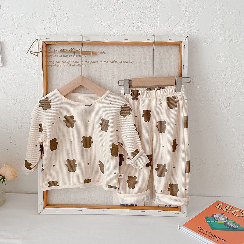 MILANCEL-Conjunto de ropa de otoño para bebé, pijama para niño pequeño, traje de oso, ropa de dormir de Waffle infantil,