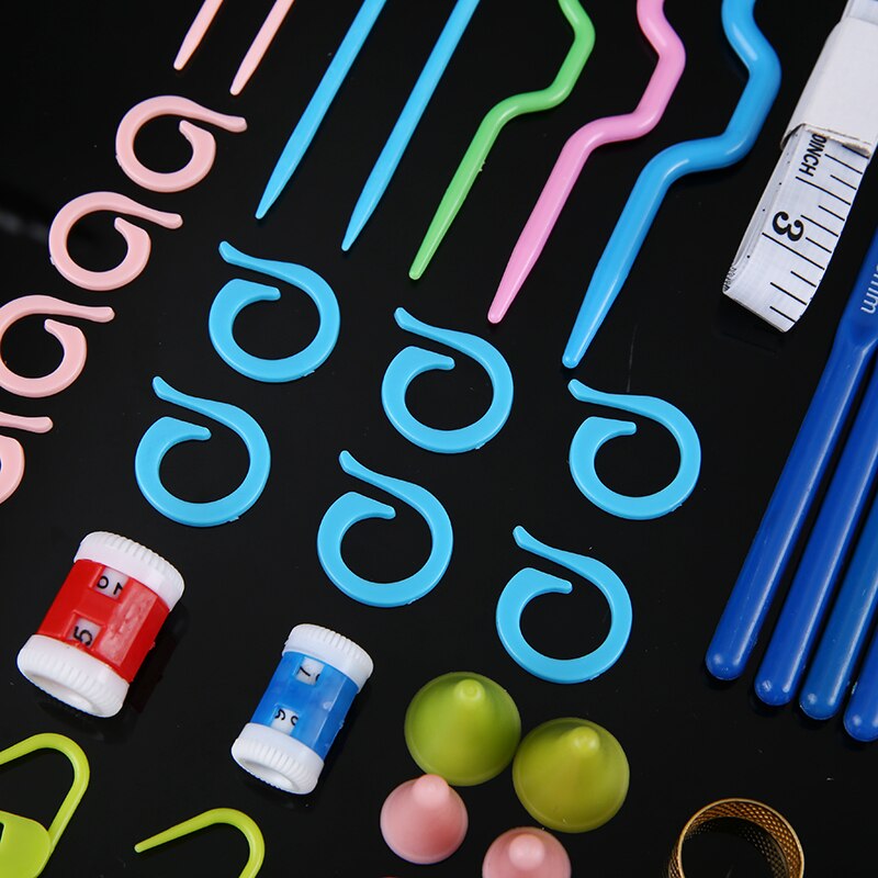 57pcs Crochet Hooks Needles Knit Kit Stitches Knitting Craft with Case Crochet Set Yarn Hook Stitch Weave