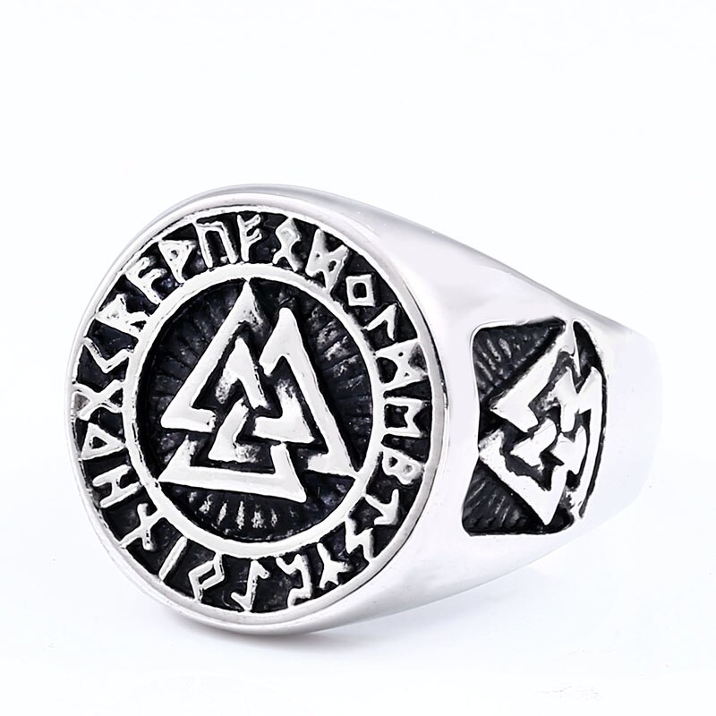 Soldat en acier nordique viking rune anneau en acier inoxydable matériel breloque populaire pour l'europe Skandinaviska bijoux: 7 / steel