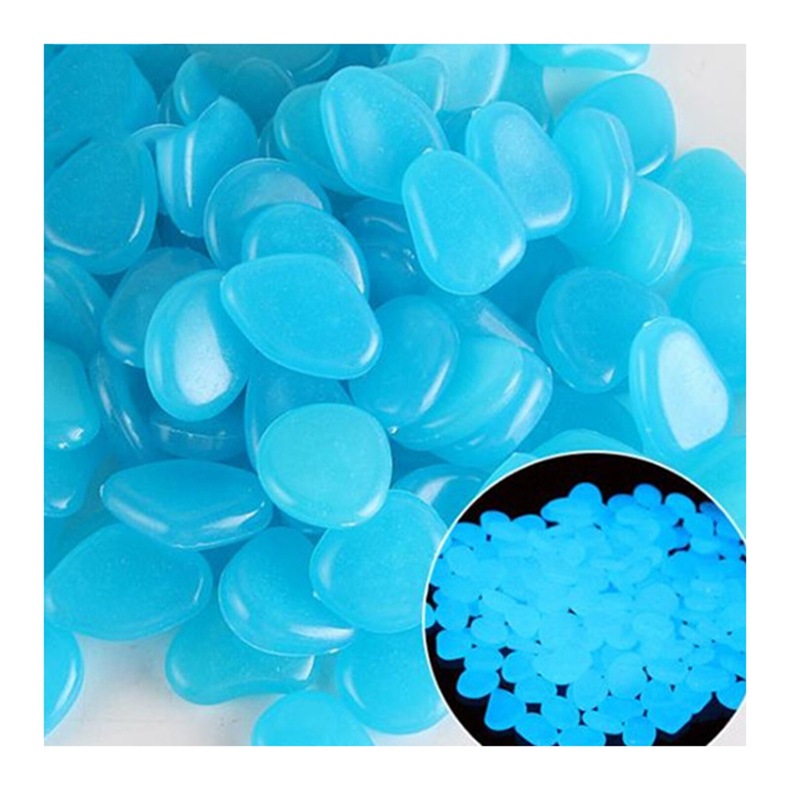 100pcs Garden Pebbles Outdoor Decoration Accessories Glow Stones Walkways Garden Path Patio Lawn Garden Luminous Decor Pebbles: Blue