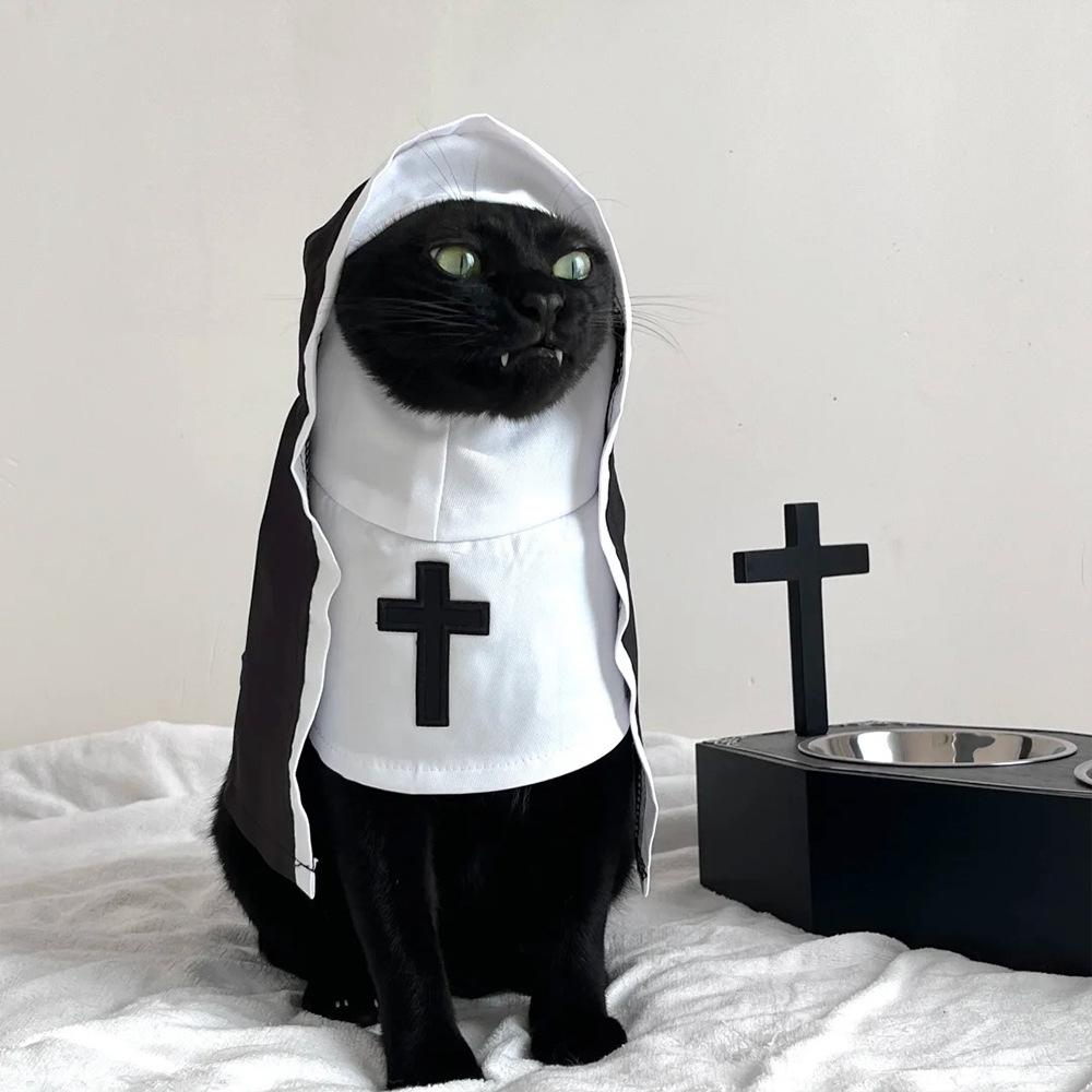 Disfraz de monja y gato, ropa para mascotas, ropa para perros pequeños, transpirable, divertido, , Festival, accesorios para fotos, accesorios para perros