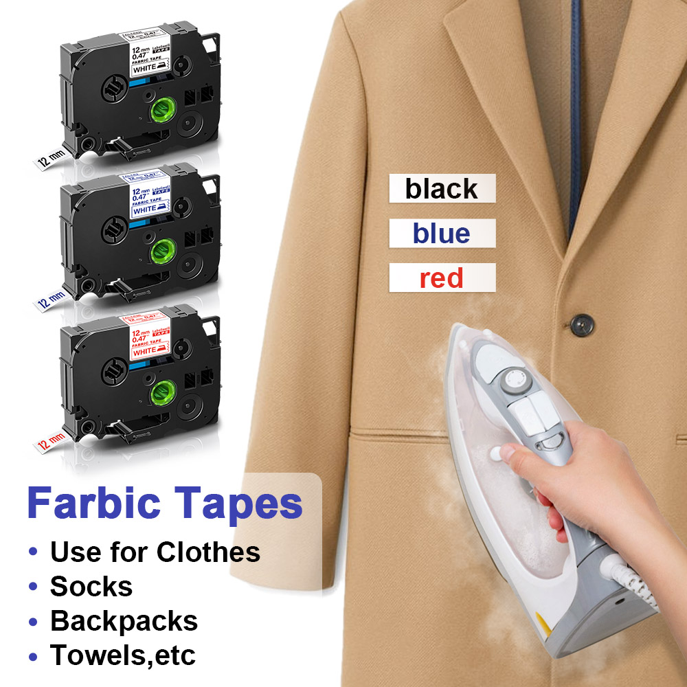 Labelwell 12Mm Label Compatibel Voor Brother FA3R FA231 FA3 Stof Ijzer Op Tape Zwart Rood Op Wit Voor pt Label Maker H110