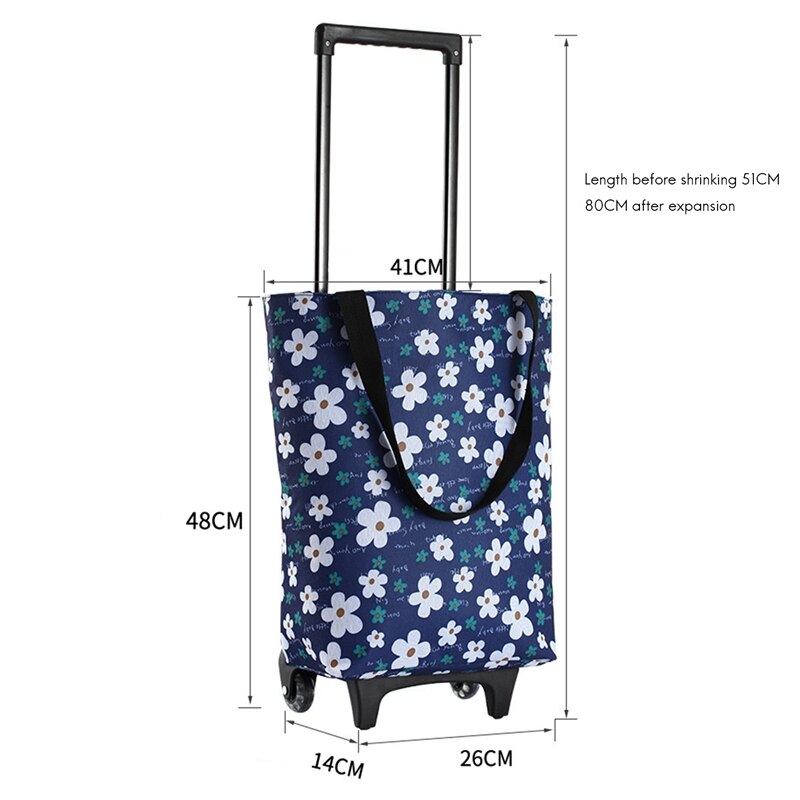 Opvouwbare Boodschappentas Dame Grote Winkelwagen Boodschappentas Opbergtas Draagbare Groente Trolley Met Wielen Markt