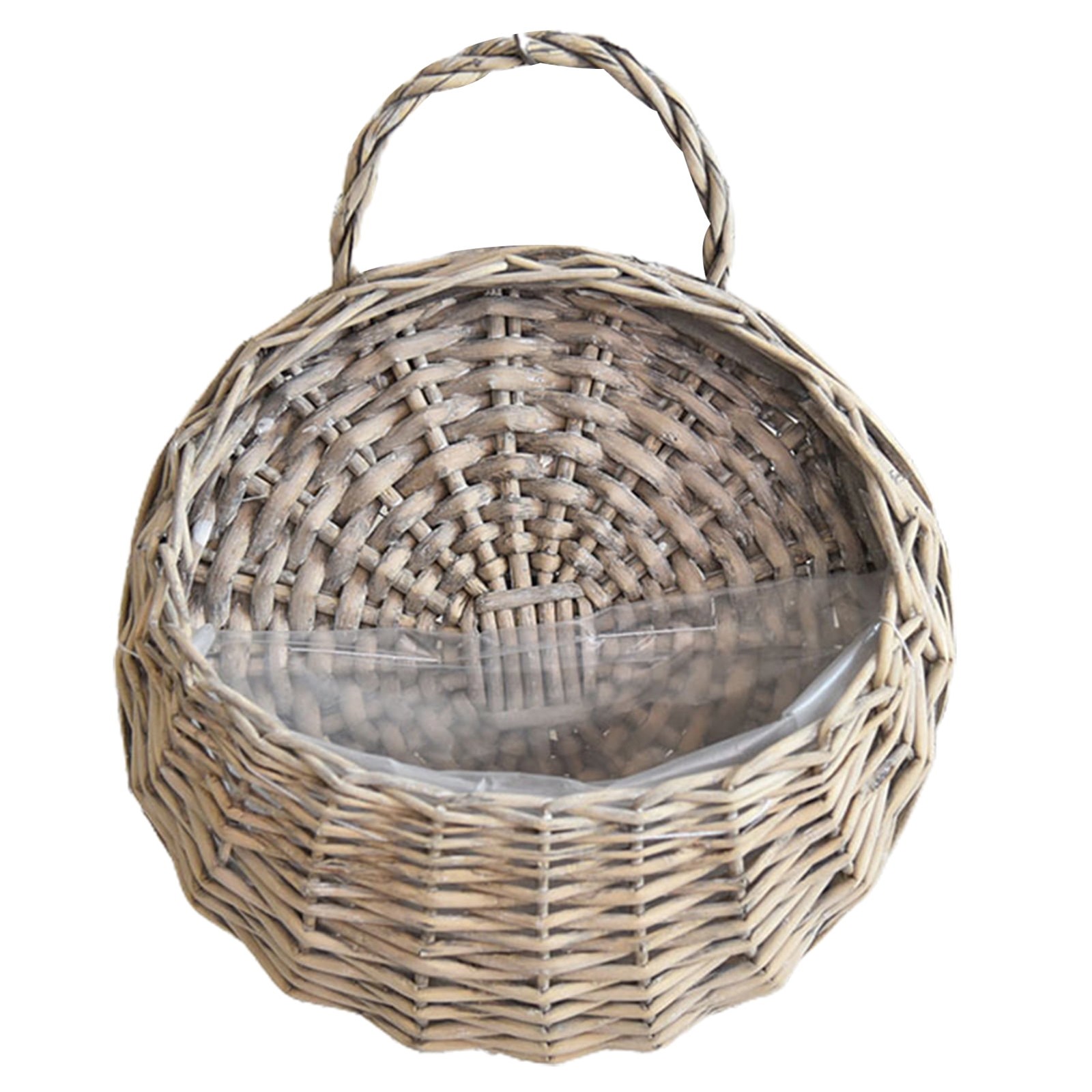 Practical Pot Plants Holder Pastoral Flower Hanging Basket Breathable Florist Rattan Flower Planter Durable Handmade Woven: Light Grey