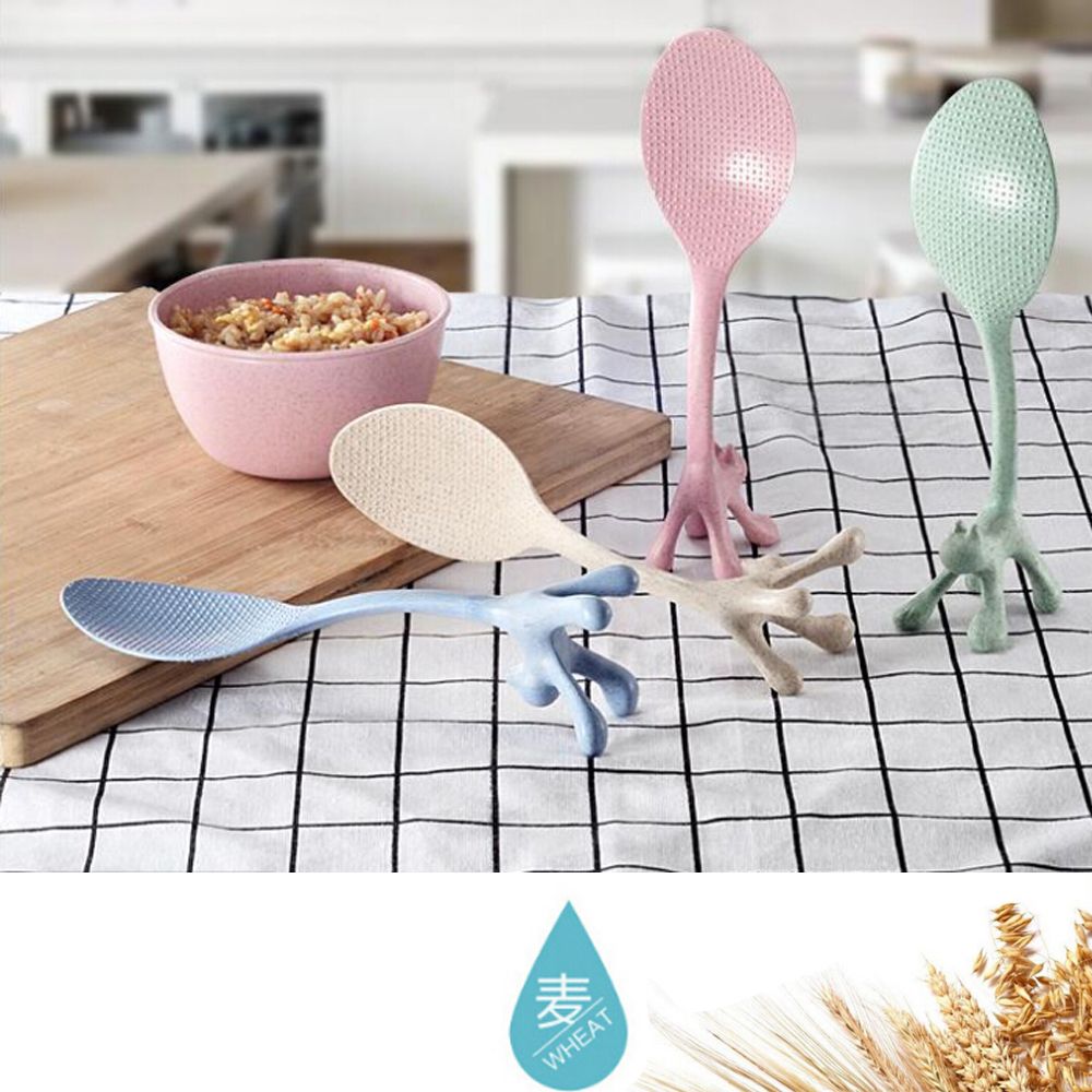 Cartoon Cute Cat Rice Spoon Wheat Straw Vertical Spoons Kitchen Accessories Cooking