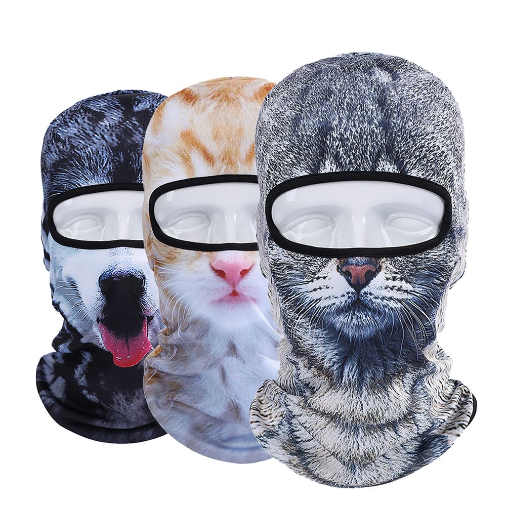 Women Men 3D Cat Dog Cute Animal Balaclava Windproof Skullies Beanie Helmet Liner Winter Warm Hat Full Face Cap Chapeu Masculino