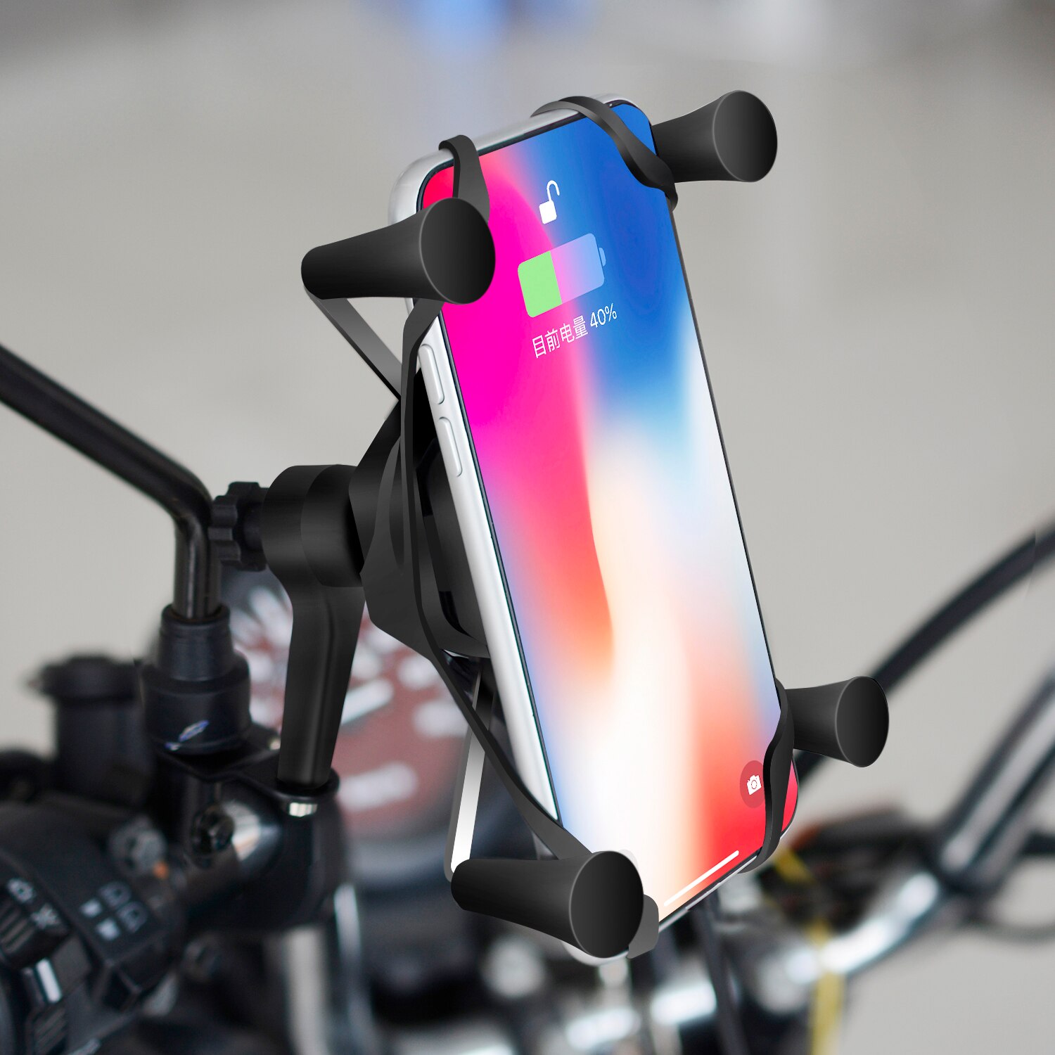 12V Motorfiets Usb 2.1A Qi Draadloze Oplader Houder Stand X-Grip Met Voltmeter Houders Usb Opladen Apparatuur mobiliteit