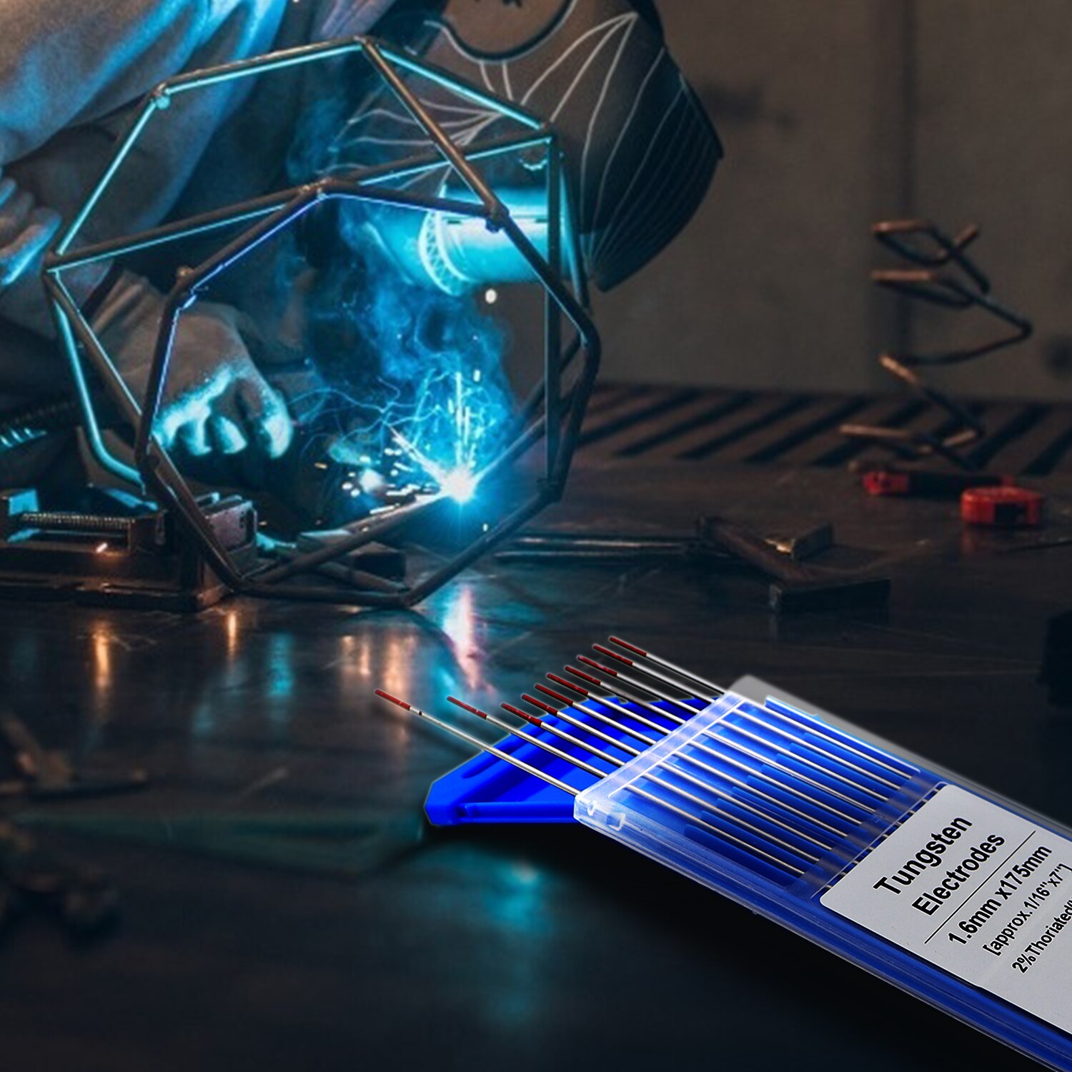 Soldadura TIG, electrodos de tungsteno 2% toriados (rojo, WT20), 10 paquetes, 2,4mm (3/32 &quot;)