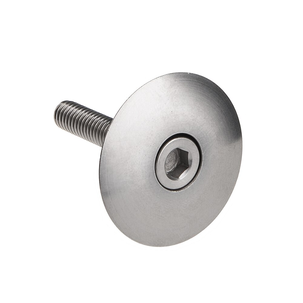 Wanyifa 1 1/8" Titanium Ti Headset Top Cap with M6x35mm Bolt: Silver