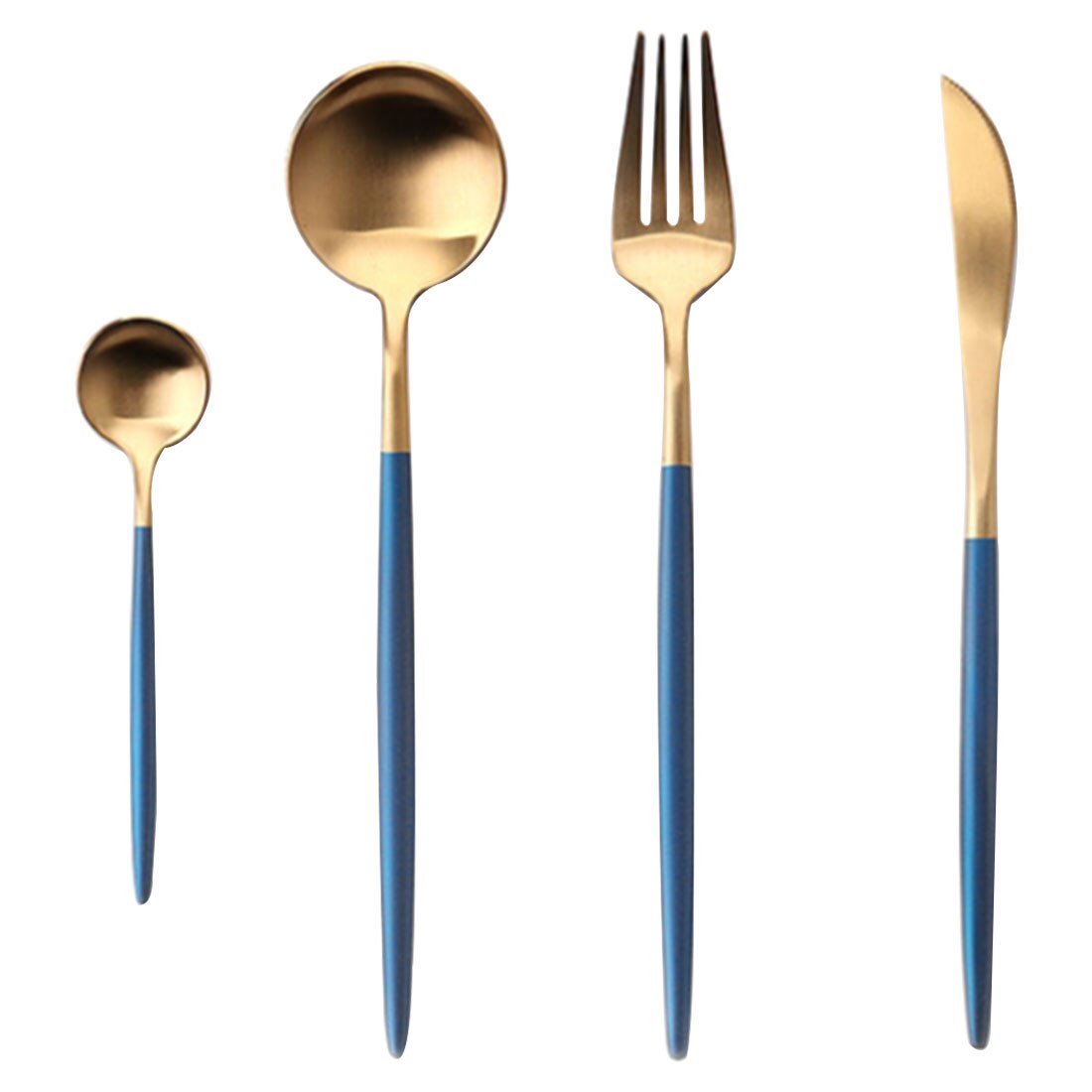 24Pcs Platinum Gold Kitchen Tableware Set Cutlery Set Stainless Steel Dinnerware Set Gold Knife Fork Spoon Dinner Set Dishwashe: 4pcs-Blue gold