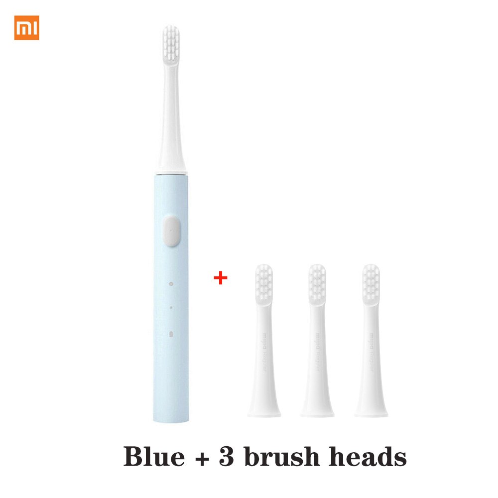 xiaomi Mijia T100 Sonic Electric Toothbrush Adult Ultrasonic Automatic Toothbrush USB Rechargeable Waterproof Tooth Brush Xiaomi: 1 blue and 3 head