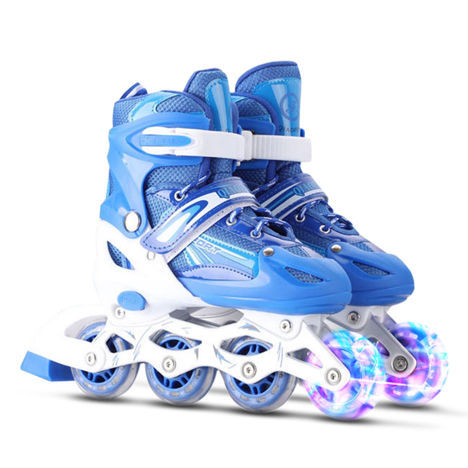 Boys Girl Women Adult Flat Roller skates Skating Shoes Sliding Inline Sneakers 4 wheels 1 Row Line Outdoor Training Gym Sports: Blue L