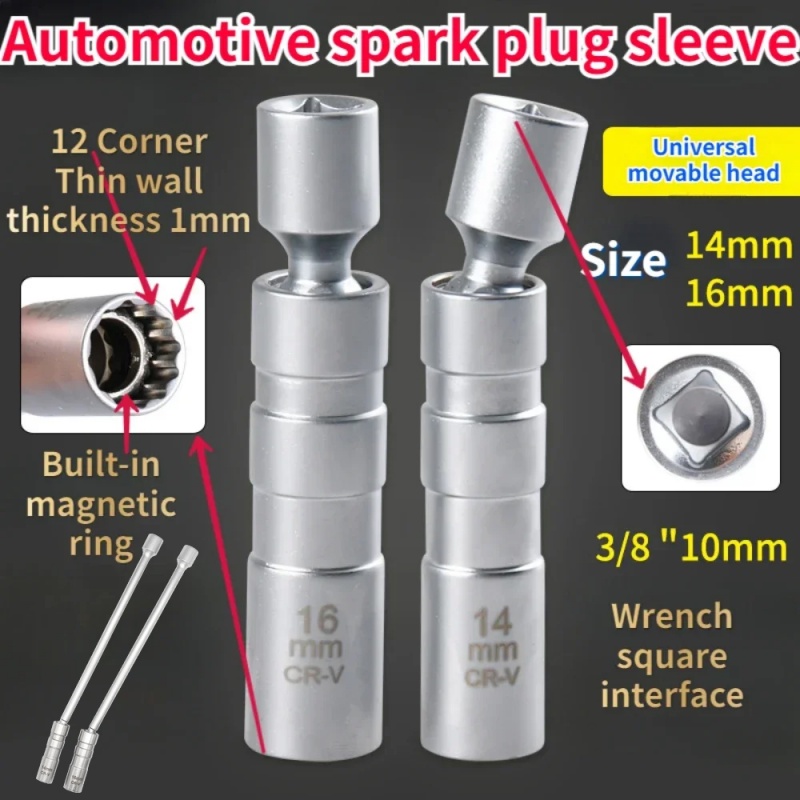 14mm verktyg för borttagning av tändstift, skiftnyckel, magnetisk hylsa, 3/8- tums 12-- punkts vridbar ljusnyckel 16mm 16mm magnetiska utdragbara tändstift