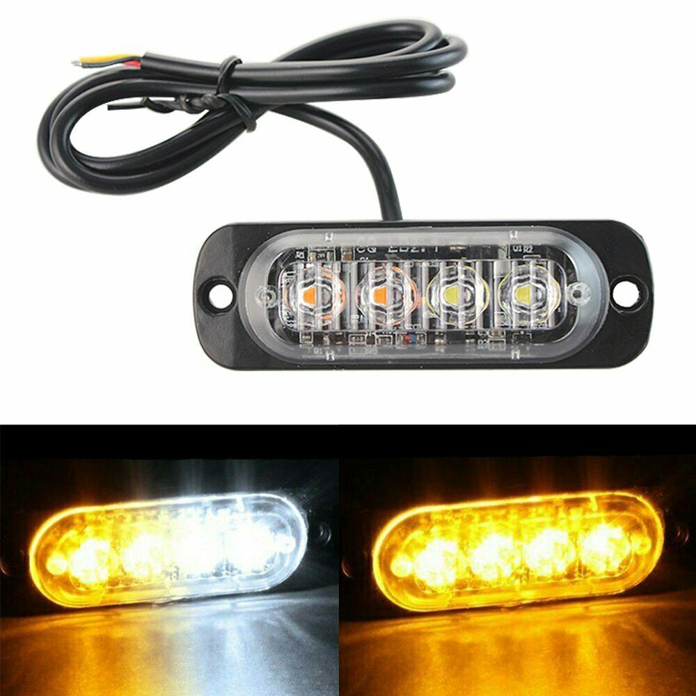 1/2 stücke 4 LED Strobe warnen Licht Strobe Gitter Blinken Lichtbalken Lkw Auto Leuchtfeuer Lampe Bernstein Blau verrotten Verkehrs Licht DC 12V-24V