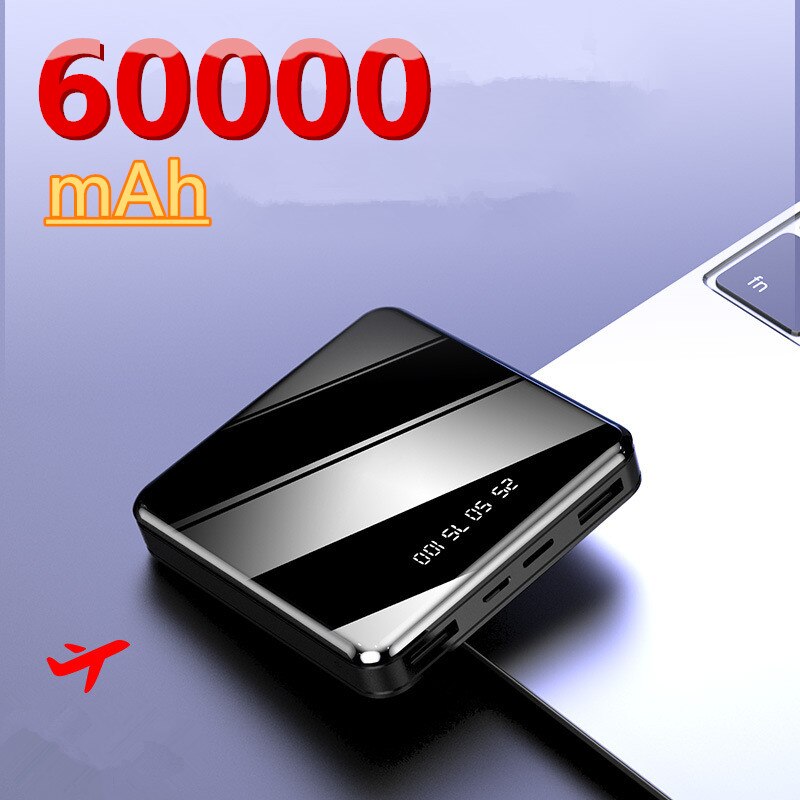 Mini Power Bank 60000 Mah Led Power Display 60000 Mah Powerbank Kleine Draagbare Oplader Banking Mobiele Banked Aangedreven