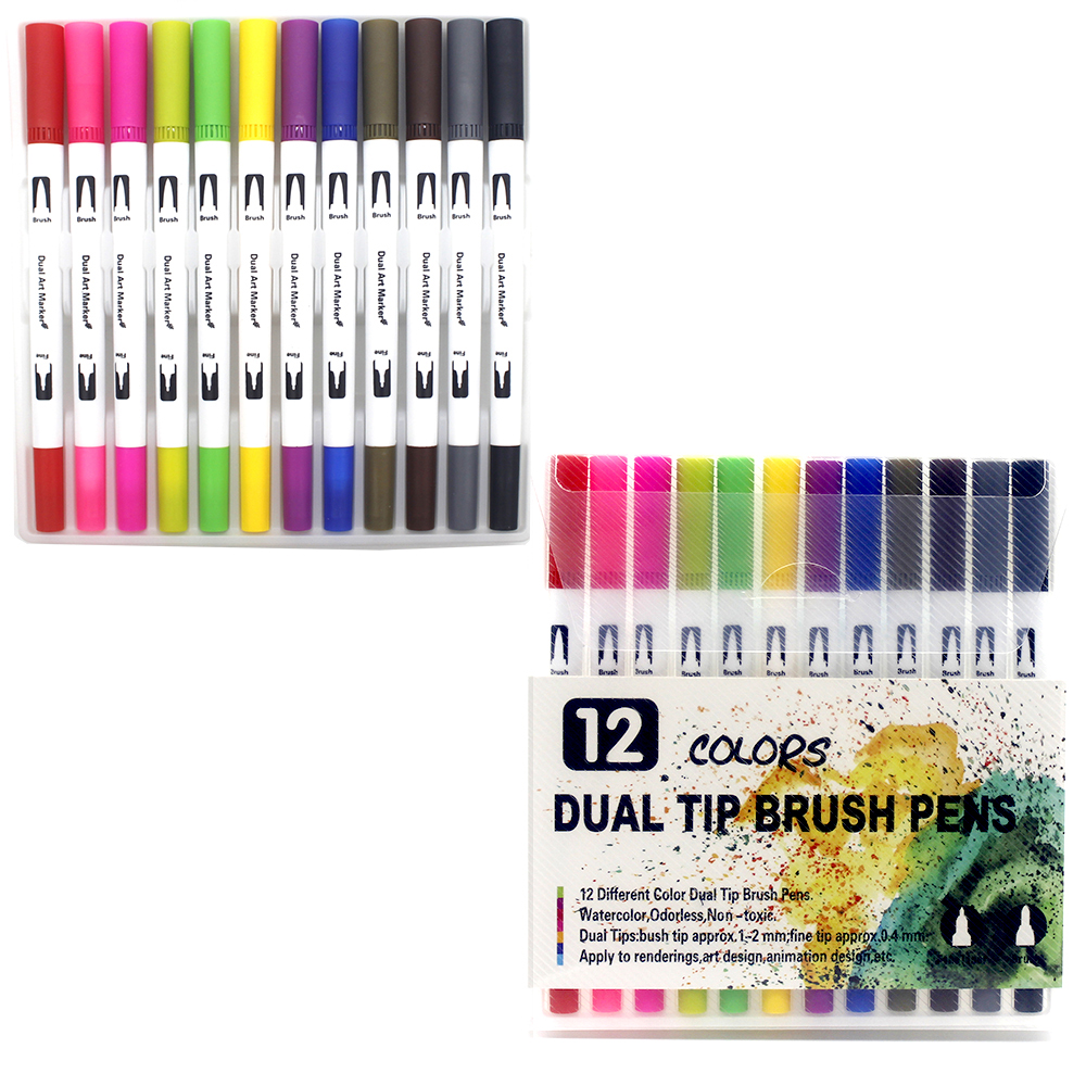 Markers Set 36/48/72/120 Kleuren FineLiner Dual Tip Brush Pen Tekening Schilderen Aquarel Art Marker Pennen voor Manga Art Supplies: WHITE
