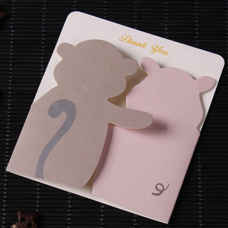 5 PCS Cartoon Animals Small Greeting Cards Season Happy Birthday Party Message Card with Envelopes EH004: D