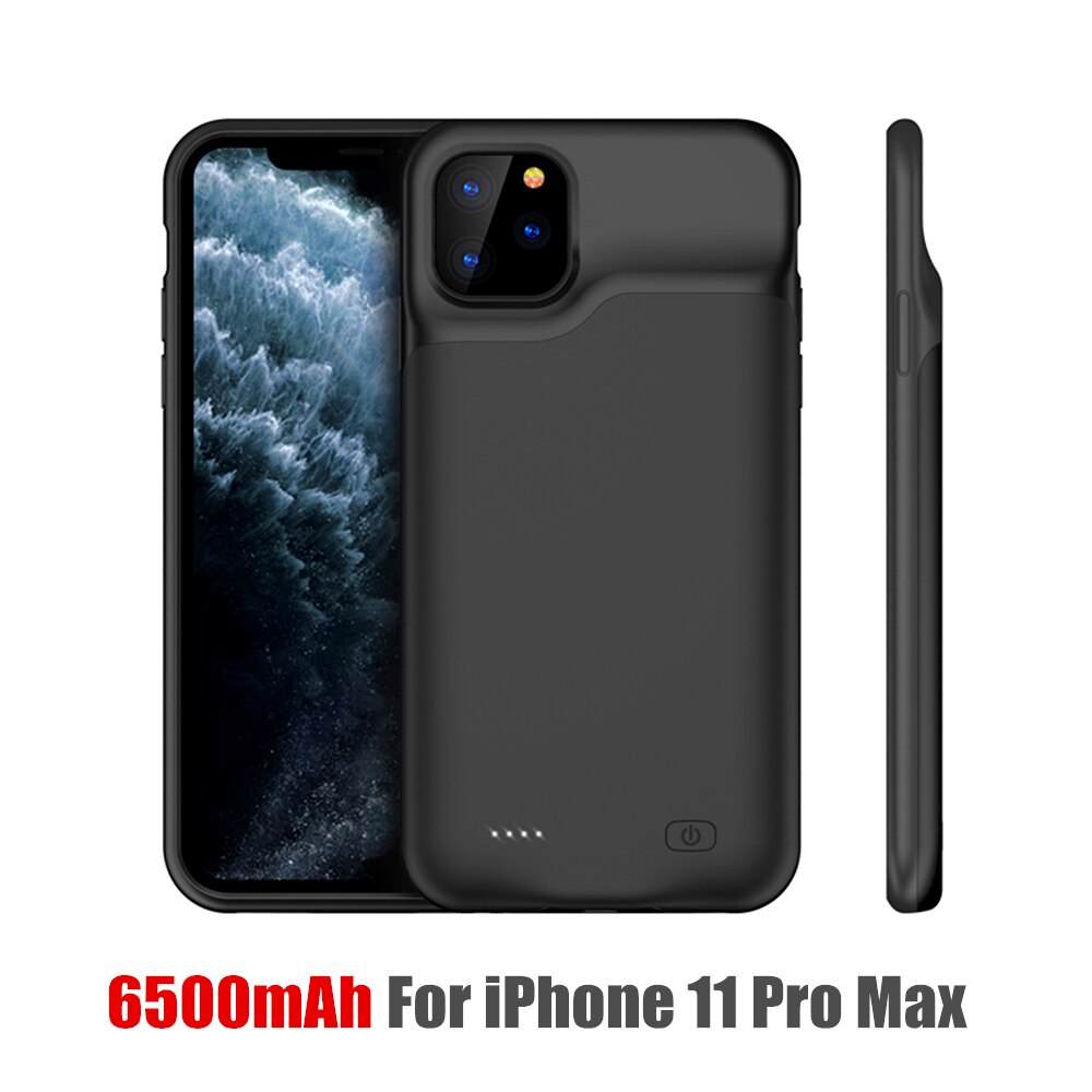 Amstar Batterij Charger Cases Voor Iphone 11 Pro Max Powerbank Case Externe Batterij Opladen Pack Backup Case Voor Iphone 11 pro: C38 Black 11 Pro Max