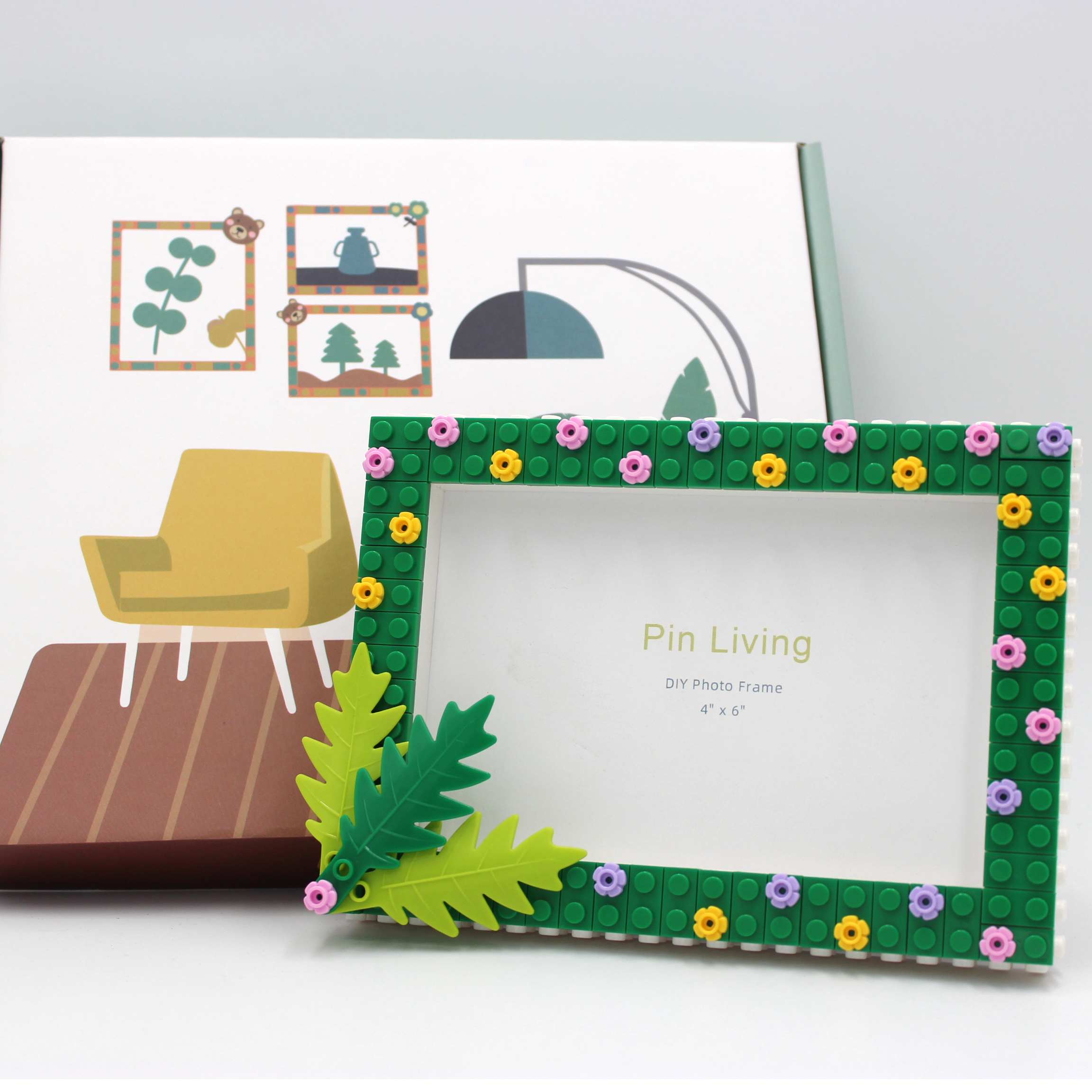 1pc Decor Photo Frame,Simple Green Color Block DIY picture Frame For Home Decoration
