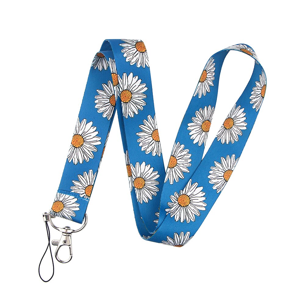 PC2257 Wit Daisy Zonnebloem Verborgen Handicap Schilderen Kunst Sleutelhanger Lanyard Neck Strap Voor Telefoon Key Id-kaart Creatieve Lanyards: 5