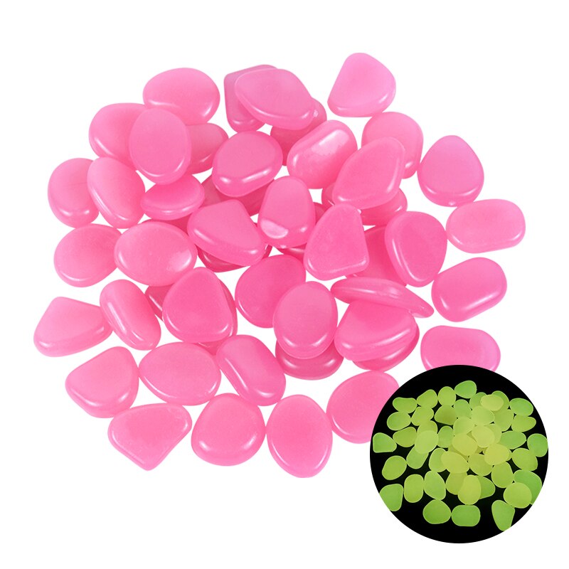 25/50Pcs Glow In The Dark Lichtgevende Steen Kiezels Gloeiende Rotsen Voor Thuis Loopbruggen Tuinpad Patio Gazon yard Aquarium Decoratie: 50pcs / pink