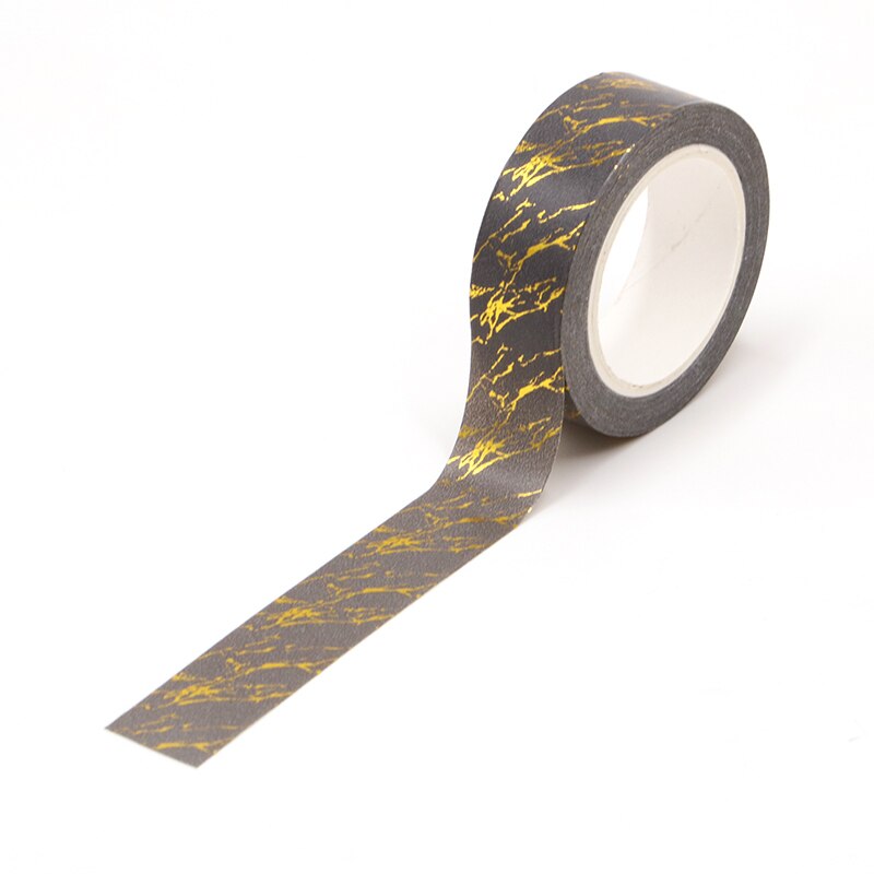 Washi Tape Vintage de papel de arroz, cinta adhesiva para álbum de recortes, 1,5 cm x 10m, papelería, color negro y dorado, 1 unidad