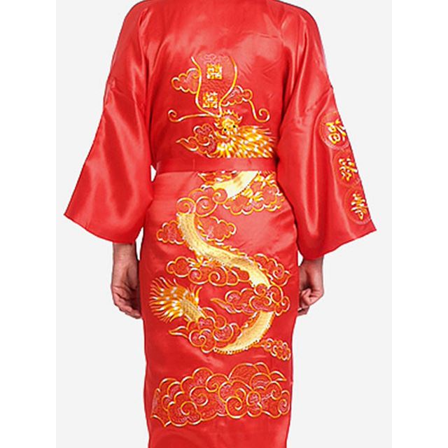 Azjatyckich mężczyzn satyna szata rękojeść wanna suknia chińnarty męska satyna jedwabny szlafrok smok rękojeść japonia kimono wanna suknia rozmiar M L XL XXL