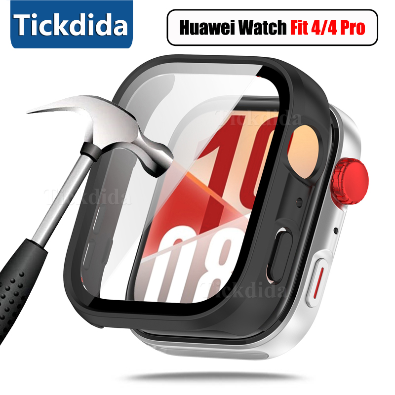 Vidrio templado + funda para Huawei Watch Fit 4 Pro Fit4 Protector de pantalla marco cubierta de parachoques para Huawei Watch Fit 4 funda
