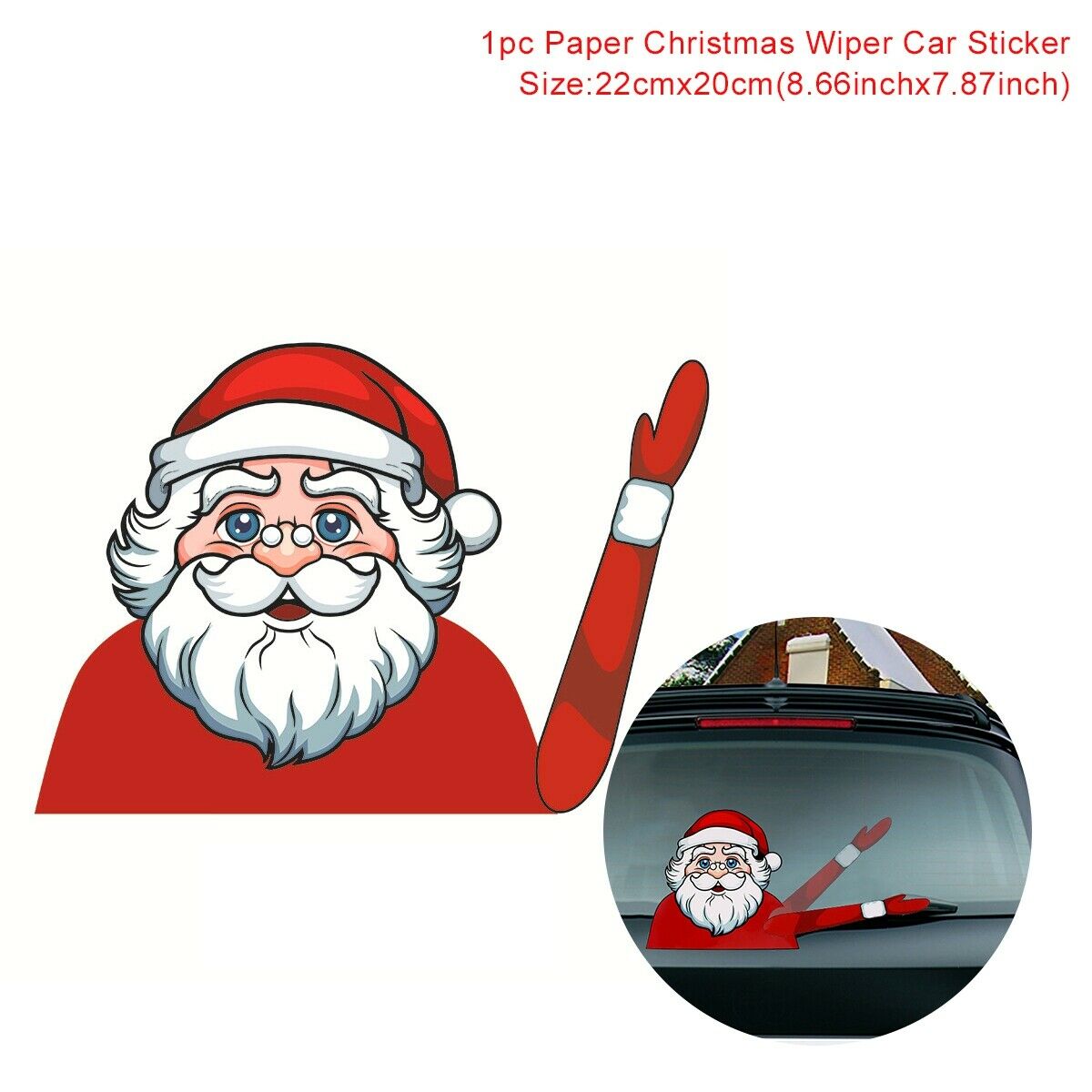 Christmas Decoration Santa Claus 3D PVC Waving Car Stickers Styling Window Wiper Decals Rear Windshield Decor: Styling D