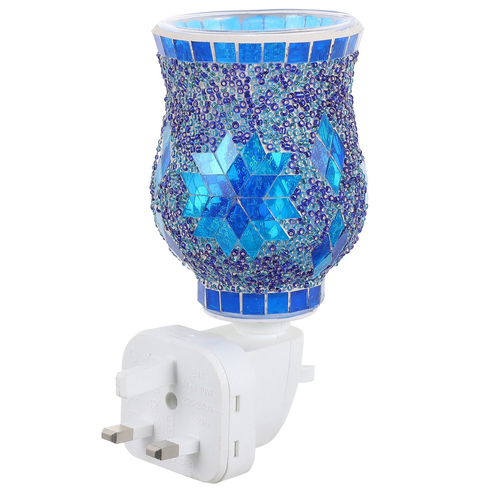 Mosaic Plug-in Candle Warmer Home Melting Wax Warmer Lamp (Plug): Blue14X6.7X6.7CM