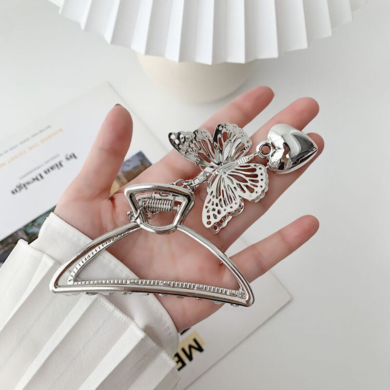 Cosysail Kpop Jahrgang Hohl Schmetterling Liebe Anhänger Haar Clip für Kühle Egirl Lange Quaste Metall Haarnadel Kopfschmuck Schmuck: Stil 1